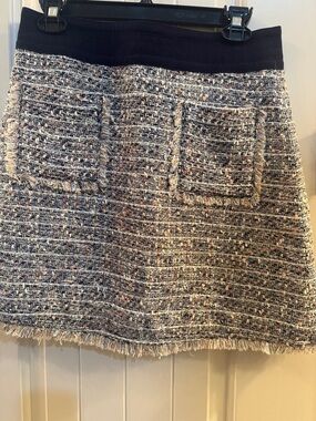 J. Crew Navy-Waist Multicolor Tweed A-Line Skirt